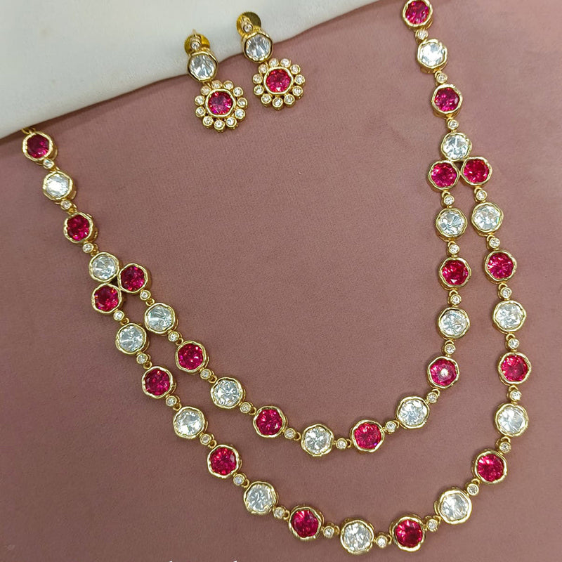 Amoliya Jewels Gold Plated Polki Kundan Necklace Set