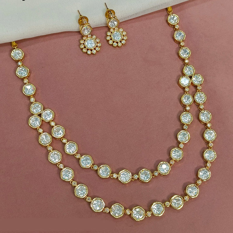 Amoliya Jewels Gold Plated Polki Kundan Necklace Set