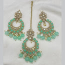 Amoliya Jewels Gold Plated Crystal Stone And Pearls Dangler Earrings With Maangtikka