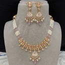 Amoliya Jewels Gold Plated Polki Kundan Stone And Meenakari Necklace Set