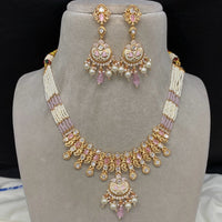 Amoliya Jewels Gold Plated Polki Kundan Stone And Meenakari Necklace Set