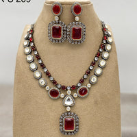 Amoliya Jewels 2 Tone Plated Polki Kundan Stone Necklace Set