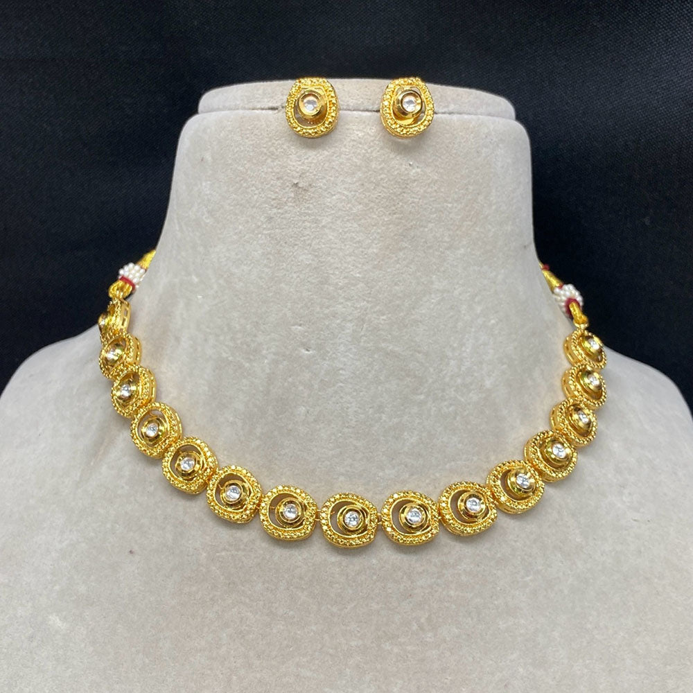 Amoliya Jewels Gold Plated Kundan Stone Necklace Set
