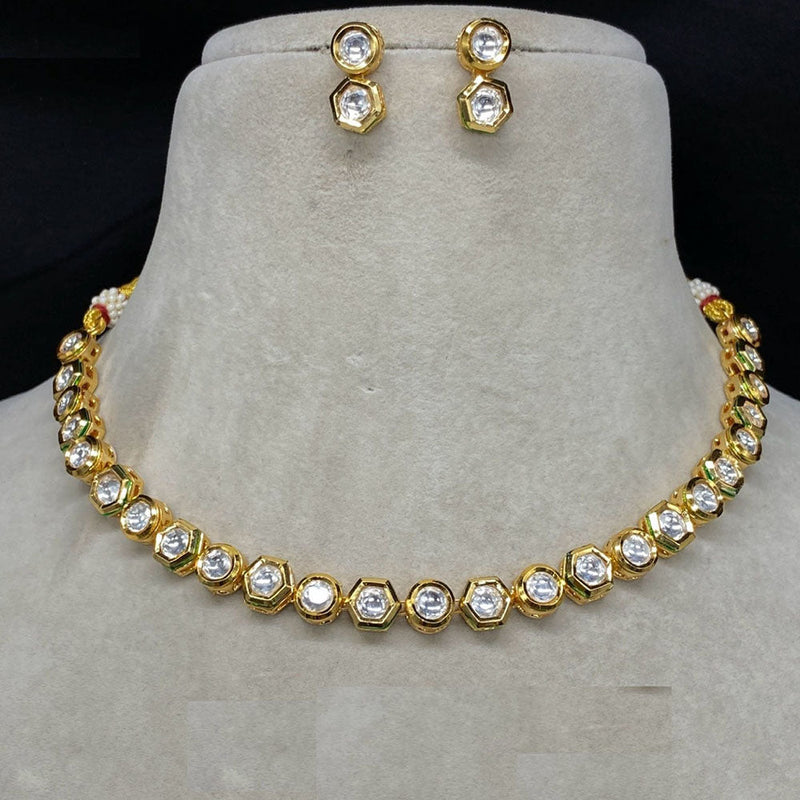 Amoliya Jewels Gold Plated Kundan Stone Choker Necklace Set