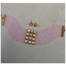 Amoliya Jewels Gold Plated Kundan Stone And Pearls Choker Necklace Set