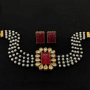 Amoliya Jewels Gold Plated Kundan Stone And Pearls Choker Necklace Set
