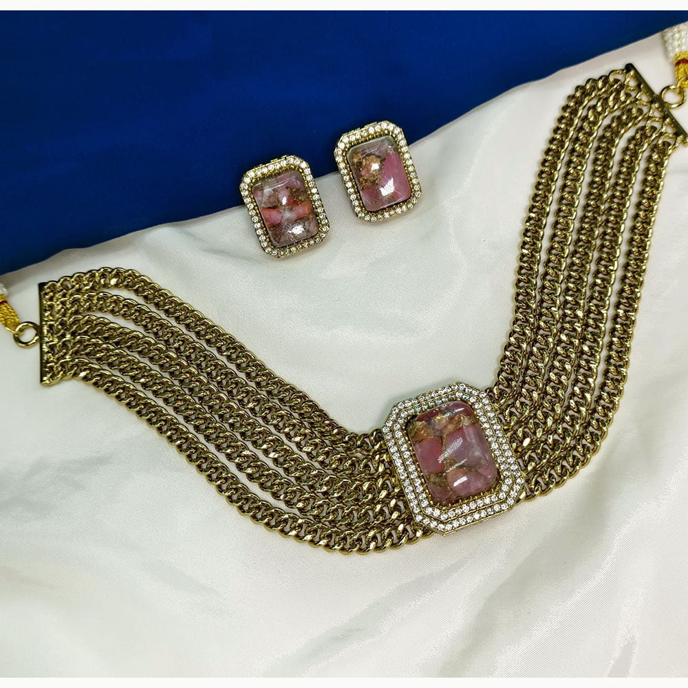Amoliya Jewels Gold Plated Austrian Stone Choker Necklace Set
