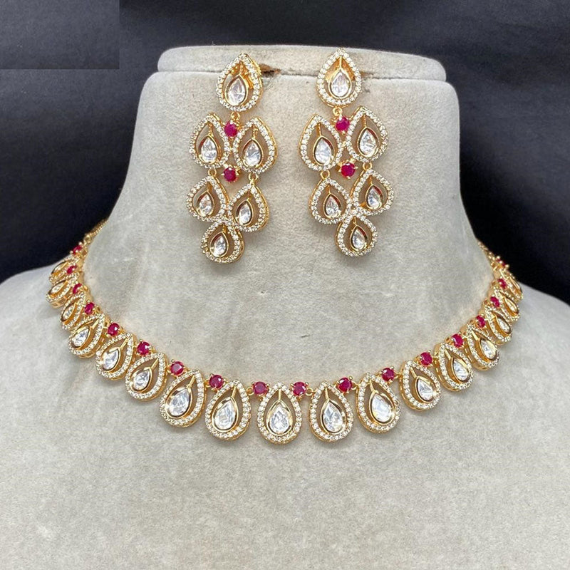 Amoliya Jewels Gold Plated Kundan Stone Choker Necklace Set