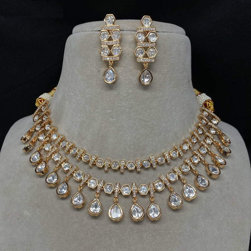 Amoliya Jewels Gold Plated Kundan Stone Choker Necklace Set