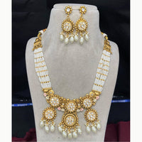 Amoliya Jewels Gold Plated Kundan Stone And Pearls Meenakari Necklace Set