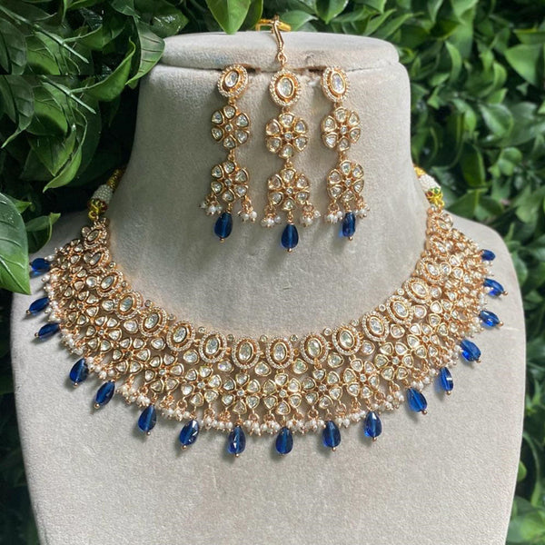 Amoliya Jewels Gold Plated Kundan Stone And Pearls Choker Necklace Set