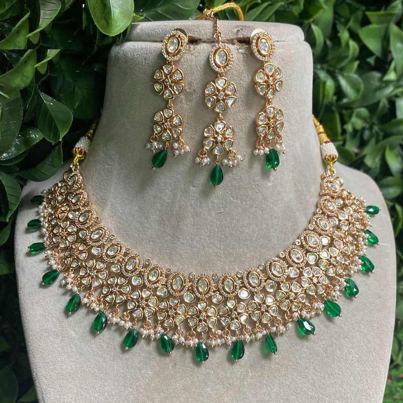 Amoliya Jewels Gold Plated Kundan Stone And Pearls Choker Necklace Set