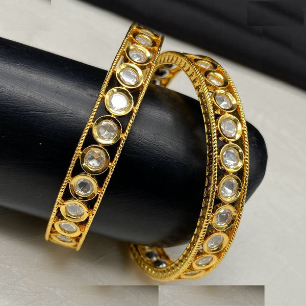 Amoliya Jewels Gold Plated Polki Kundan Stone Bangles Set