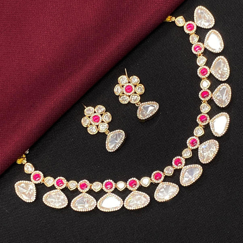 Amoliya Jewels Gold Plated Polki Kundan Necklace Set