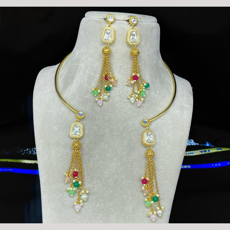 Amoliya Jewels Gold Plated Kundan Stone Necklace Set