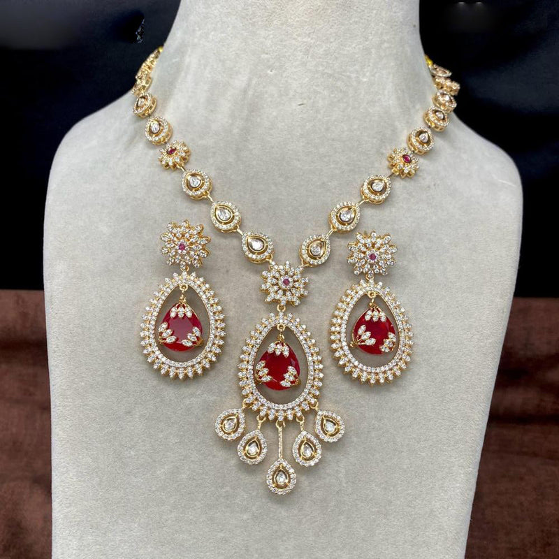 Amoliya Jewels Gold Plated Polki Kundan And Austrian Stone Necklace Set