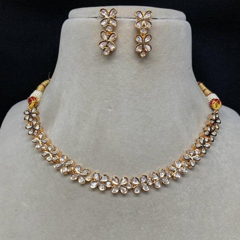 Amoliya Jewels Gold Plated Polki Kundan Choker Necklace Set