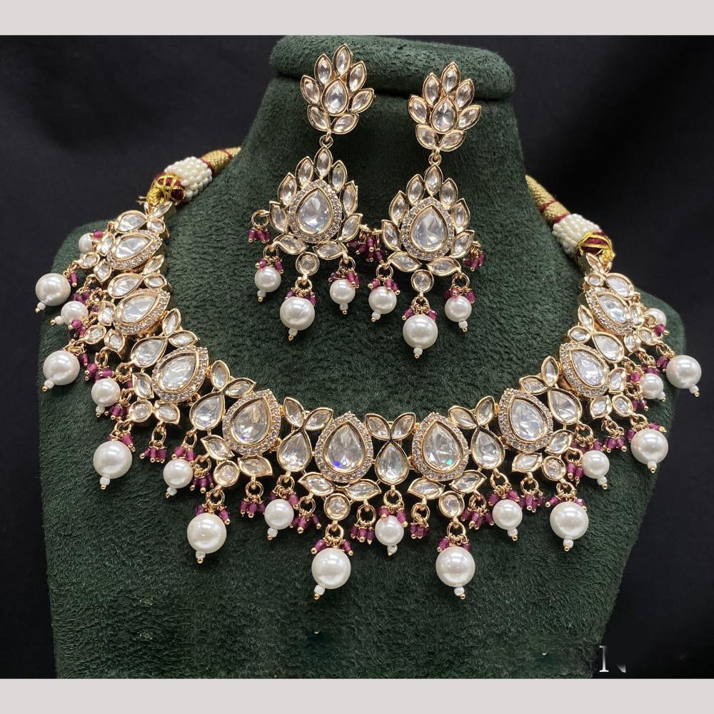 Amoliya Jewels Gold Plated Polki Kundan Choker Necklace Set
