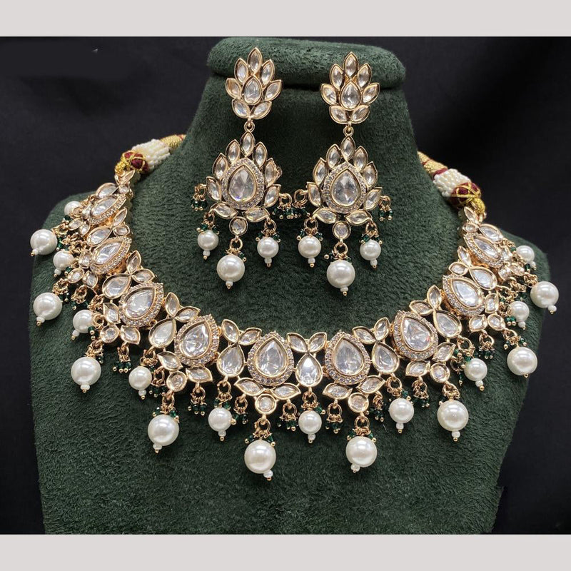 Amoliya Jewels Gold Plated Polki Kundan Choker Necklace Set