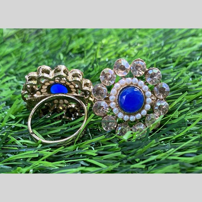 Amoliya Jewels Gold Plated Crystal Stone And Austrian Rings