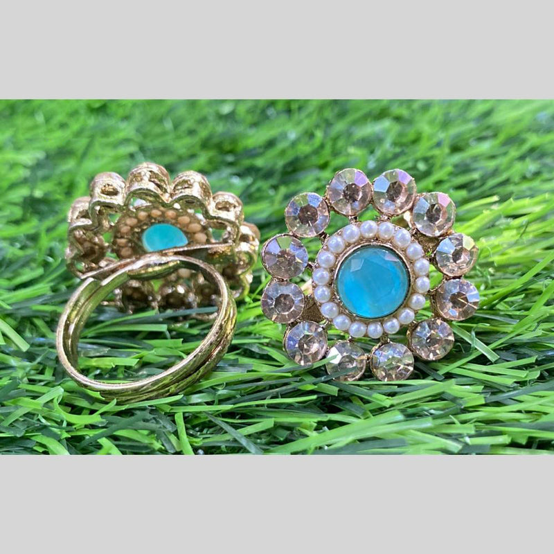 Amoliya Jewels Gold Plated Crystal Stone And Austrian Rings