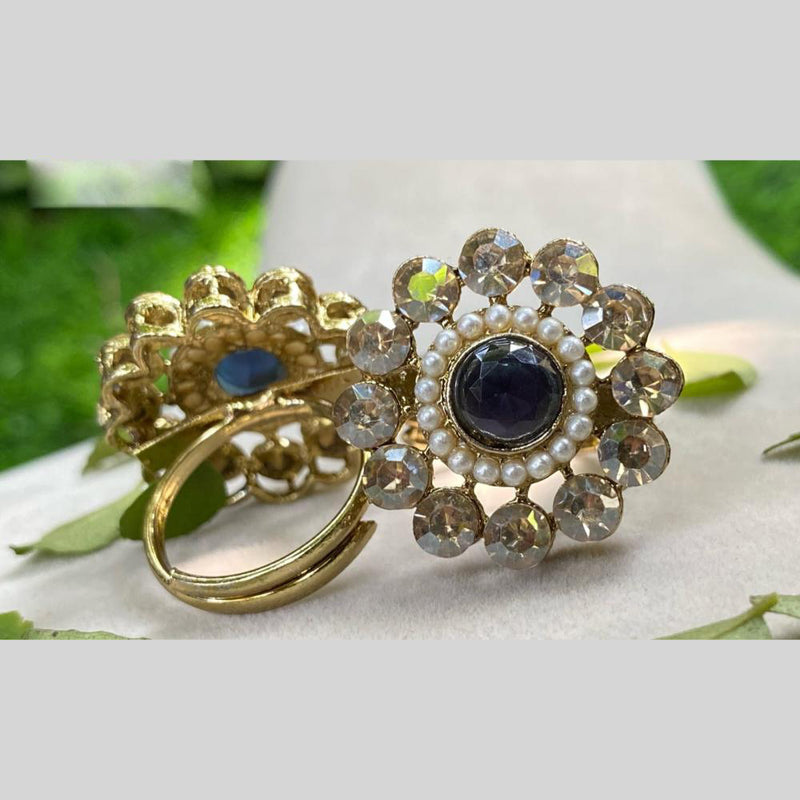 Amoliya Jewels Gold Plated Crystal Stone And Austrian Rings