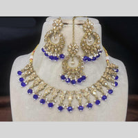 Amoliya Jewels Gold Plated Kundan Stone And Beads Necklace Set
