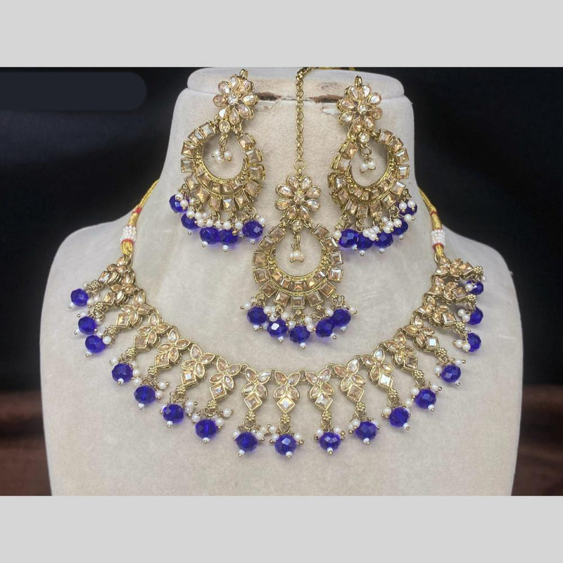 Amoliya Jewels Gold Plated Kundan Stone And Beads Necklace Set