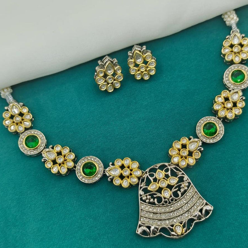 Amoliya Jewels 2 Tone  Plated  Kundan Stone Necklace Set