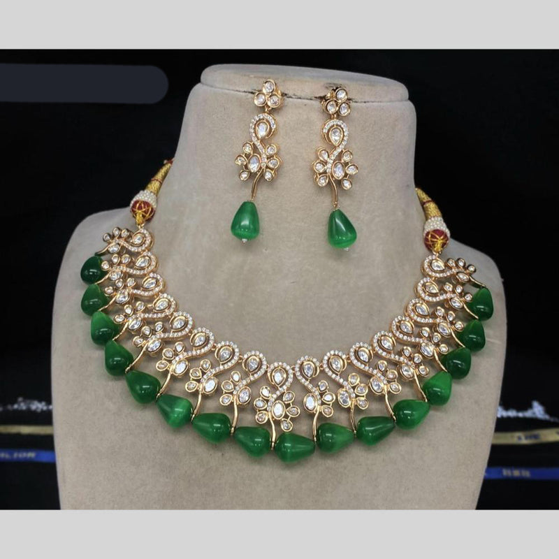 Amoliya Jewels Gold  Plated Polki  Kundan &  Pearls  Necklace Set