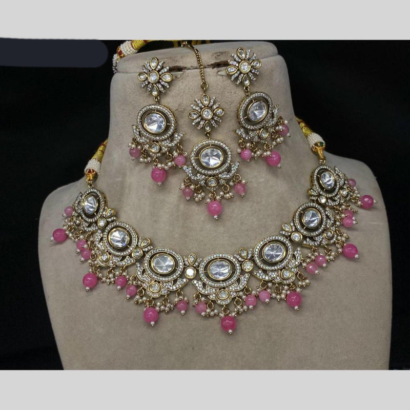 Amoliya Jewels Gold  Plated  Kundan Stone  &  Pearls  Necklace Set