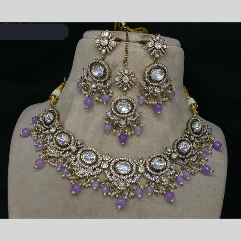 Amoliya Jewels Gold  Plated  Kundan Stone  &  Pearls  Necklace Set