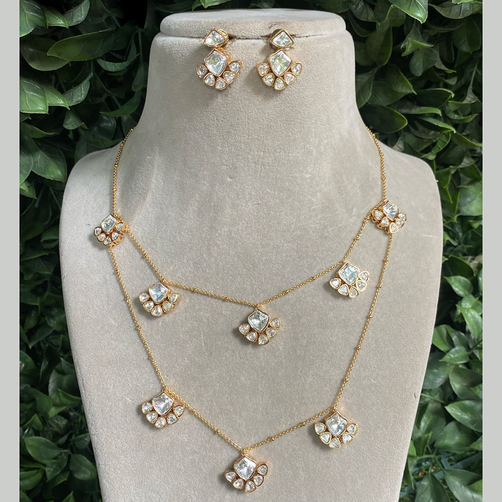 Amoliya Jewels Gold Plated Polki Kundan Necklace Set