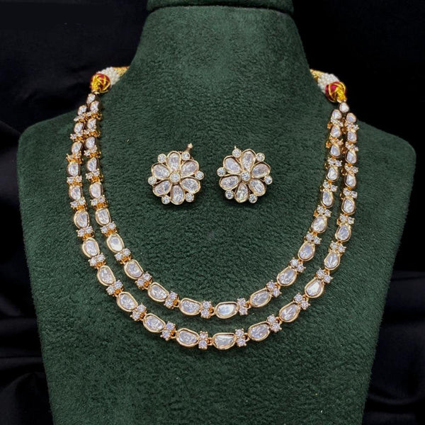 Amoliya Jewels Gold Plated Polki Kundan Necklace Set