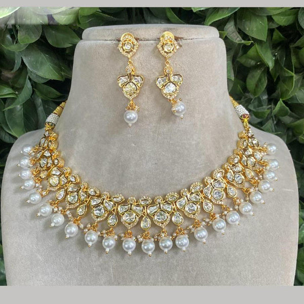 Amoliya Jewels Gold Plated Polki Kundan And Beads Necklace Set