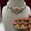Amoliya Jewels Gold Plated Kundan Stone And Pearls Choker Necklace Set