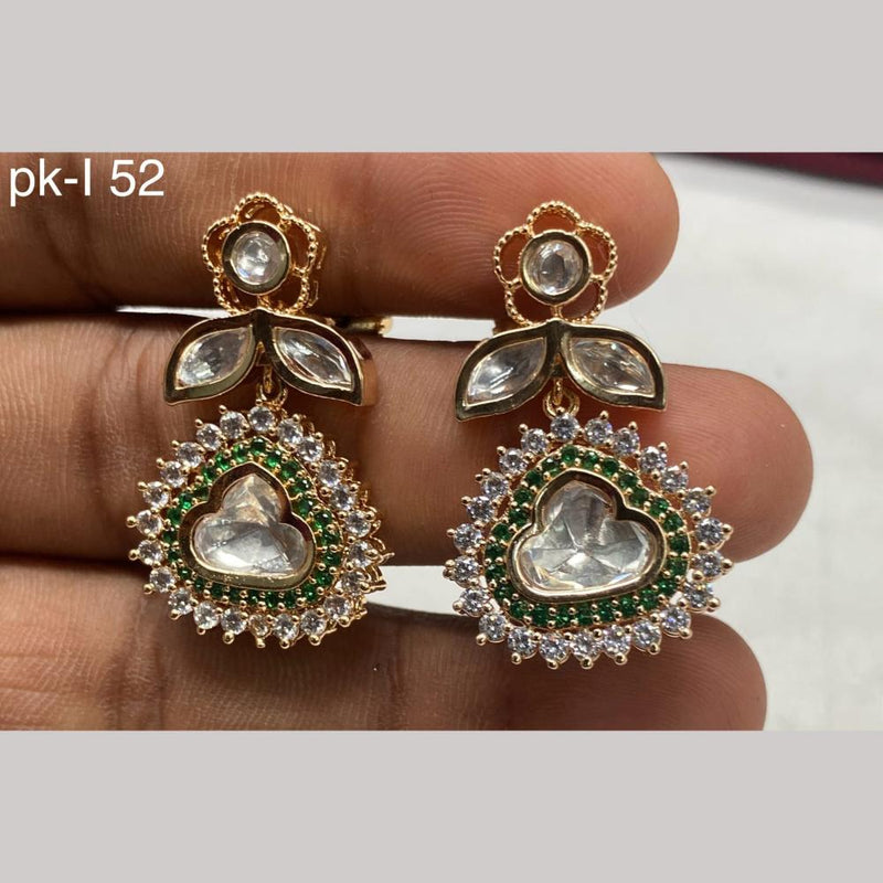 Amoliya Jewels Gold Plated Polki Kundan Stone And Pearls Dangler Earrings