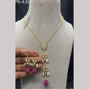 Amoliya Jewels Gold Plated Polki Kundan Stone And Pearls Necklace Set