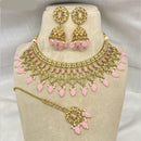 Amoliya Jewels Gold Plated Crystal Stone And Pearls Necklace Set
