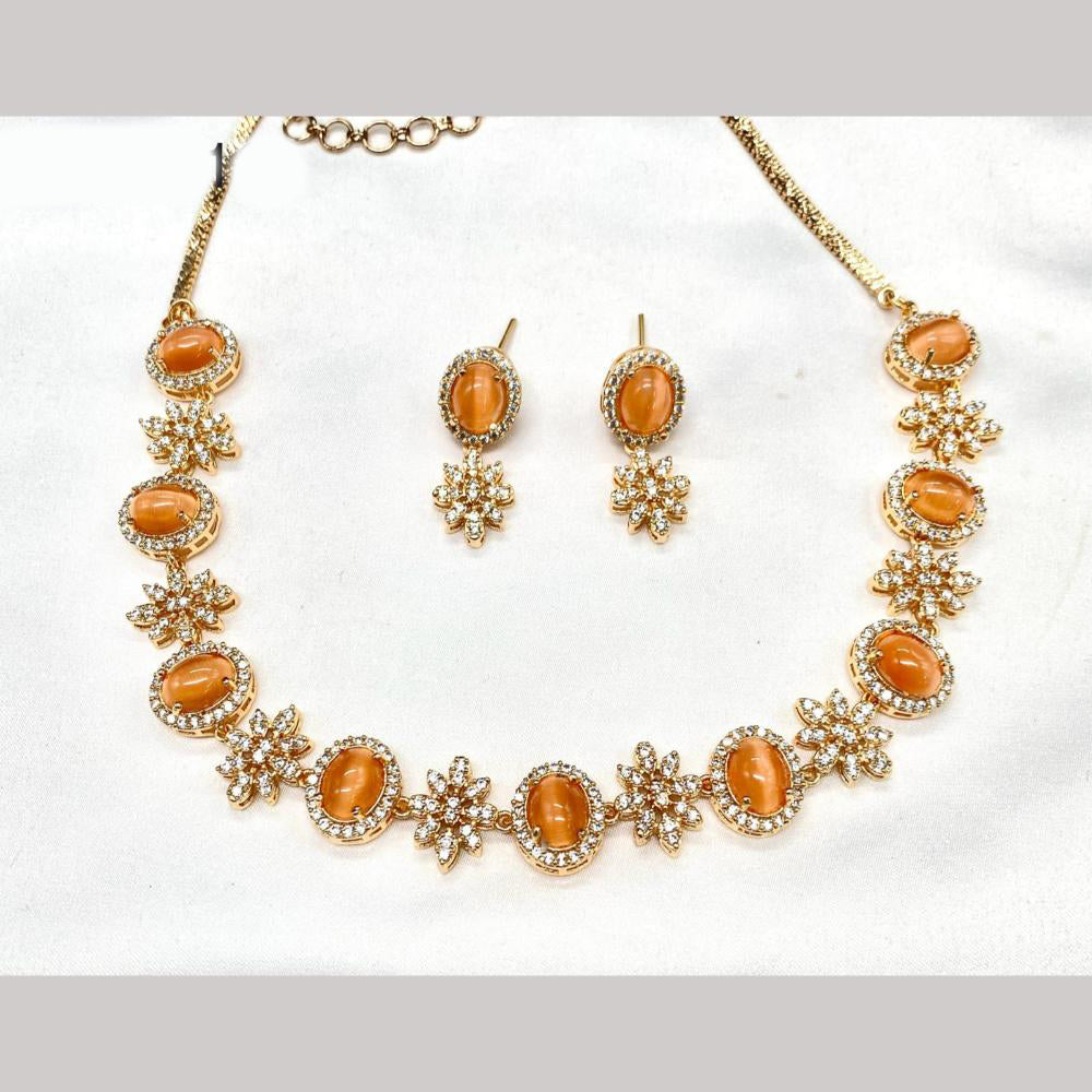 Amoliya Jewels Gold Plated Austrian Stone Necklace Set