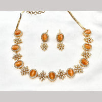 Amoliya Jewels Gold Plated Austrian Stone Necklace Set