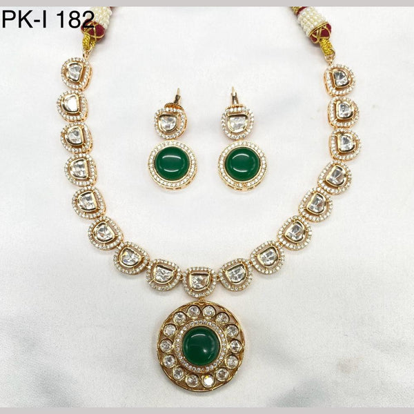 Amoliya Jewels Gold Plated Polki Kundan Stone Necklace Set