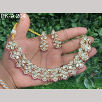 Amoliya Jewels Gold Plated Polki Kundan Stone Necklace Set