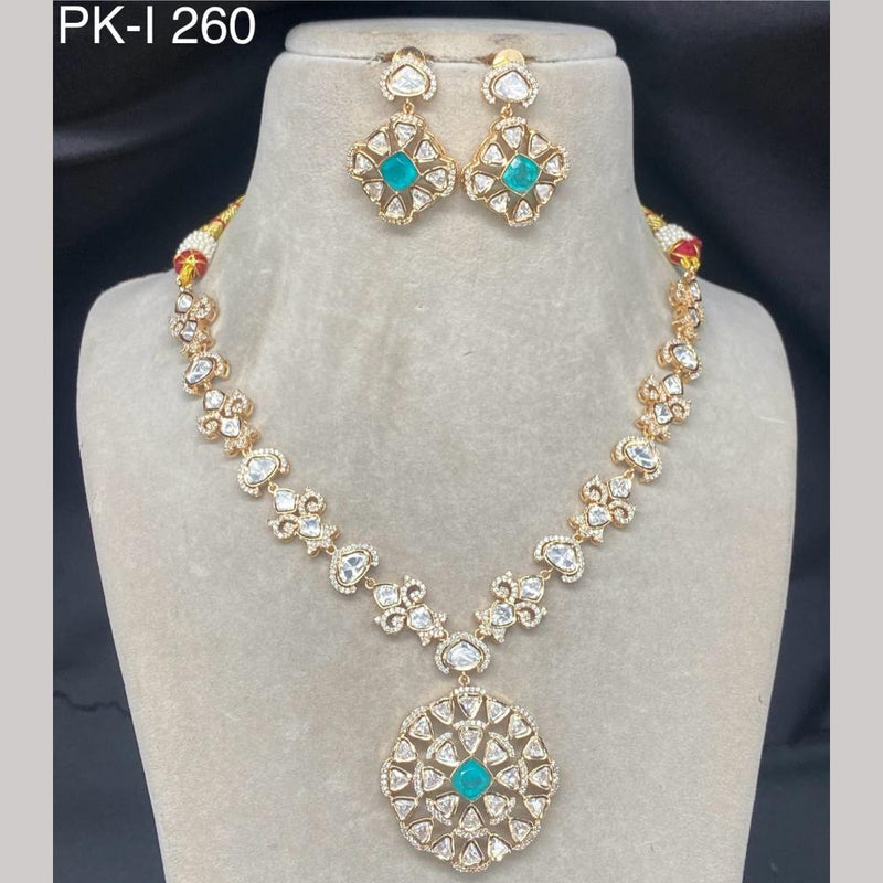 Amoliya Jewels Gold Plated Polki Kundan Stone Necklace Set