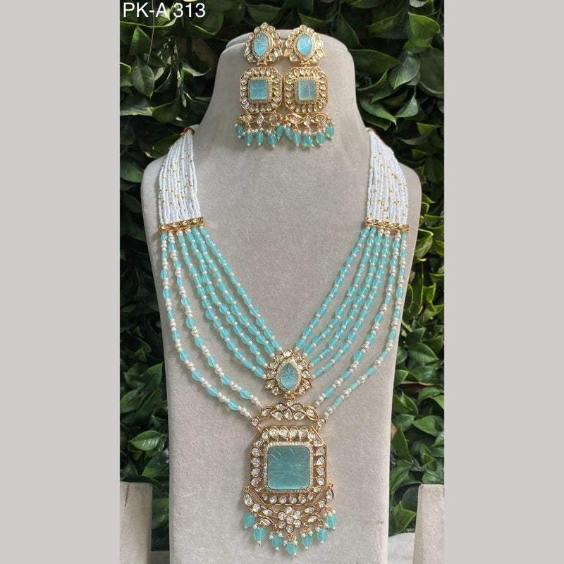 Amoliya Jewels Gold Plated Polki Kundan Stone And Pearls Necklace Set