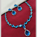 Amoliya Jewels Silver Plated American Diamond Necklace Set