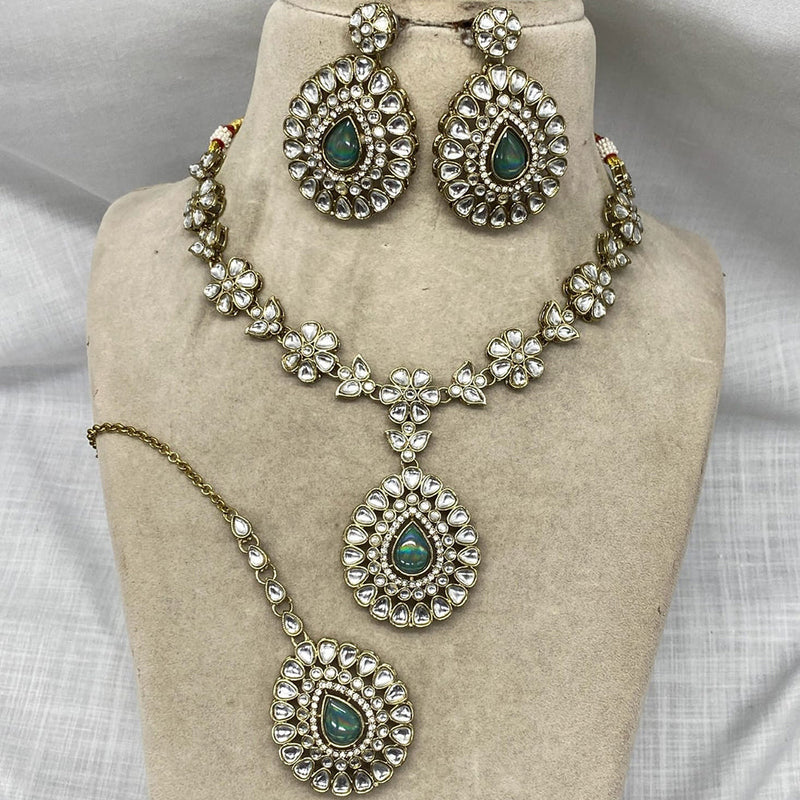 Amoliya Jewels Gold Plated Polki Kundan Stone Necklace Set