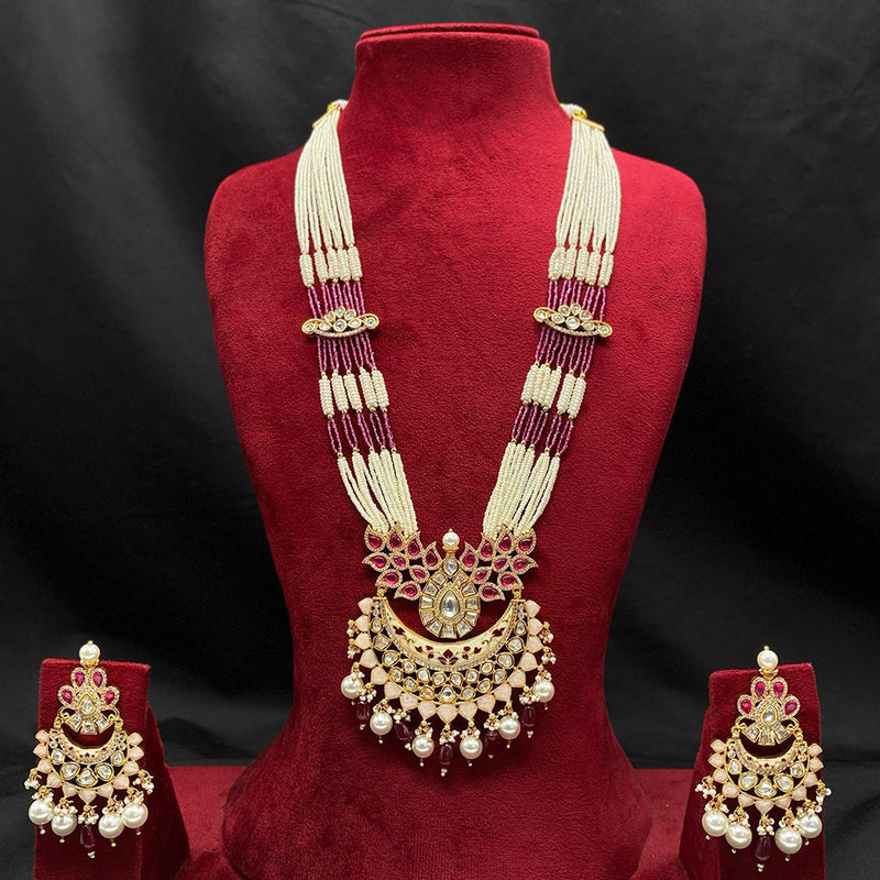 Amoliya Jewels Gold Plated Polki Kundan And Pearls Necklace Set