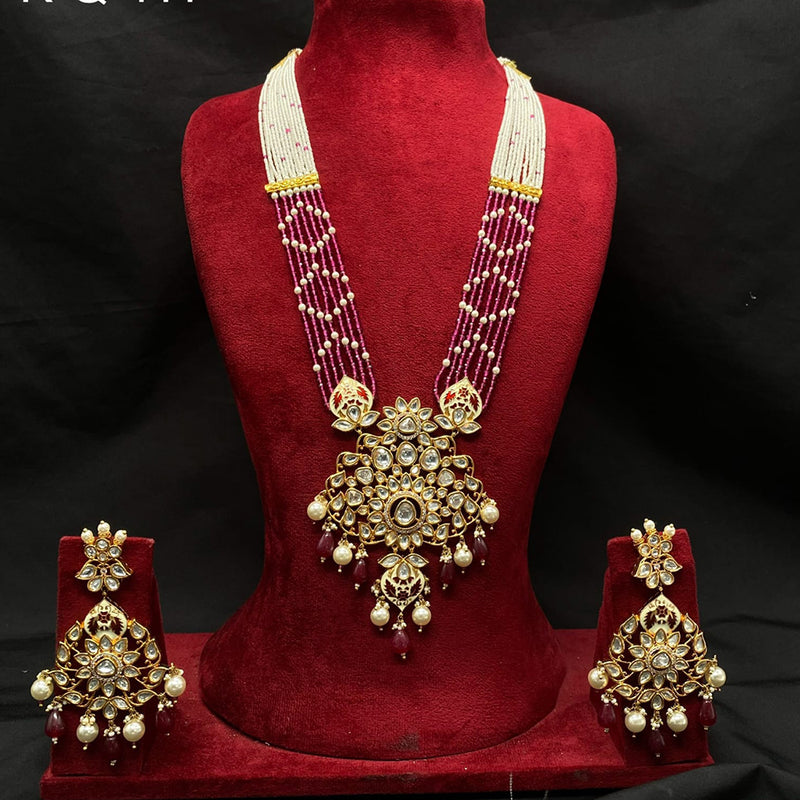 Amoliya Jewels Gold Plated Polki Kundan And Pearls Necklace Set