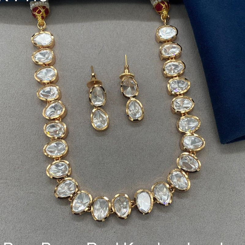 Amoliya Jewels Gold Plated Polki Kundan Necklace Set